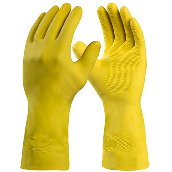 LUVA PARA MAOS LATEX MEDIA FORRADA AMARELA PLASTCOR