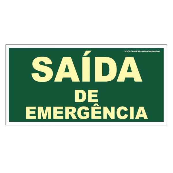 PLACA IDENTIFICAcAO - SAIDA DE EMERGENCIA -  LUMINESCENTE