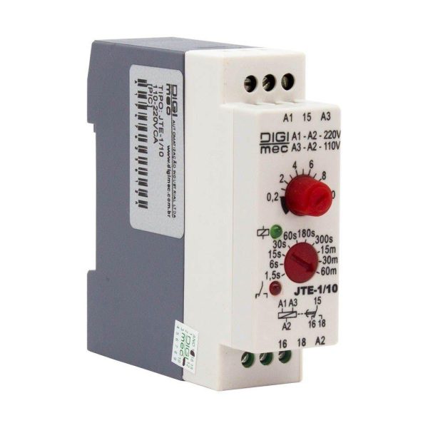 RELE DE TEMPO 1,5-300 SEG E 15-60 MIN DIGIMEC 220V - 24V. JTE-1/10