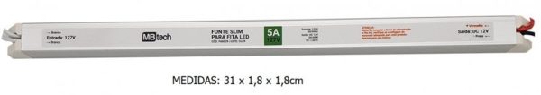 FONTE DRIVER PERFIL SLIM PARA FITA LED 12V 2A