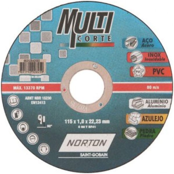 DISCO CORTE MULTICORTE 115 X 1 X 22,23 NORTON