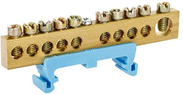 BARRAMENTO BORNES PARA TRILHO AZUL NEUTRO 10 FUROS ATE 16MM STEC SBN10T