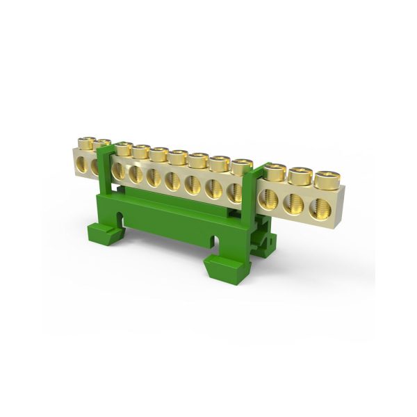BARRAMENTO BORNES PARA TRILHO VERDE TERRA 12 FUROS ATE 16MM