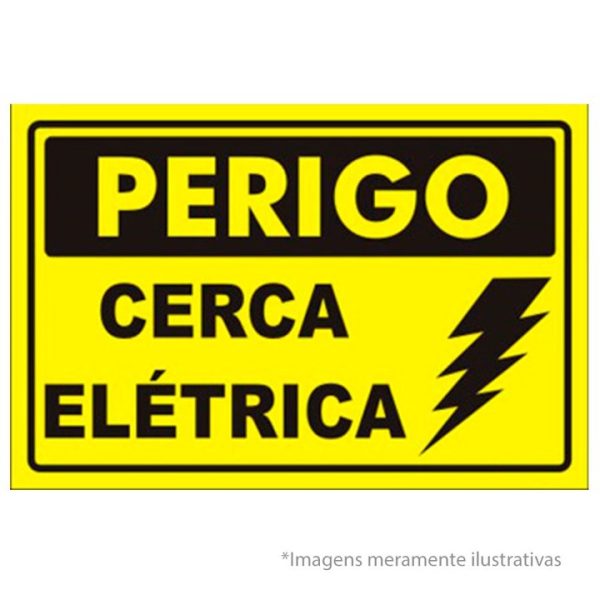 PLACA IDENTIFICAcAO - PERIGO CERCA ELETRICA 17,5X12X6