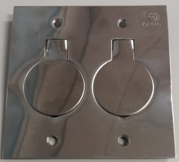 ESPELHO PISO INOX 4X4 2 TOMADA TAMPA REDONDA