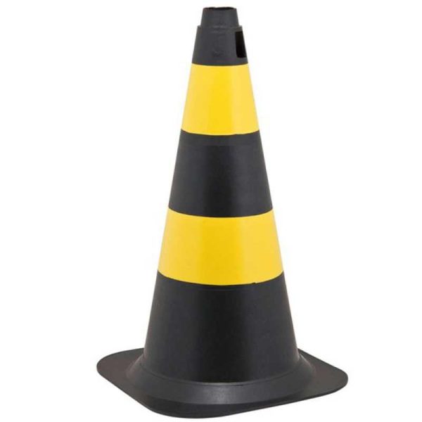 CONE SINALIZADOR 75CM PRETO/AMARELO PLASTCOR