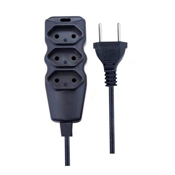 EXTENSAO 10M 3 TOMADA TRIPOLAR PRETA