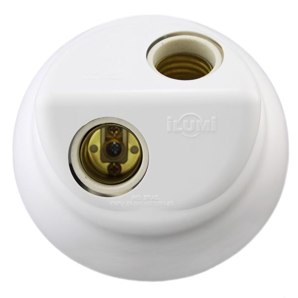 BOCAL DECORATIVO PVC 2 LAMPADA PORCELANA BRANCO